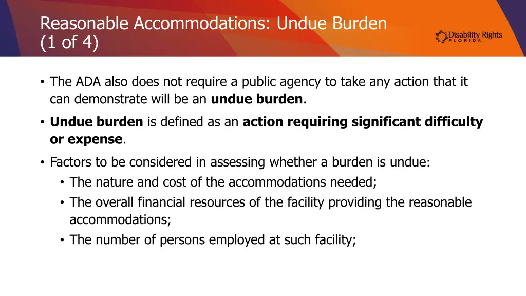 reasonable accommodations undue burden 1 of 4