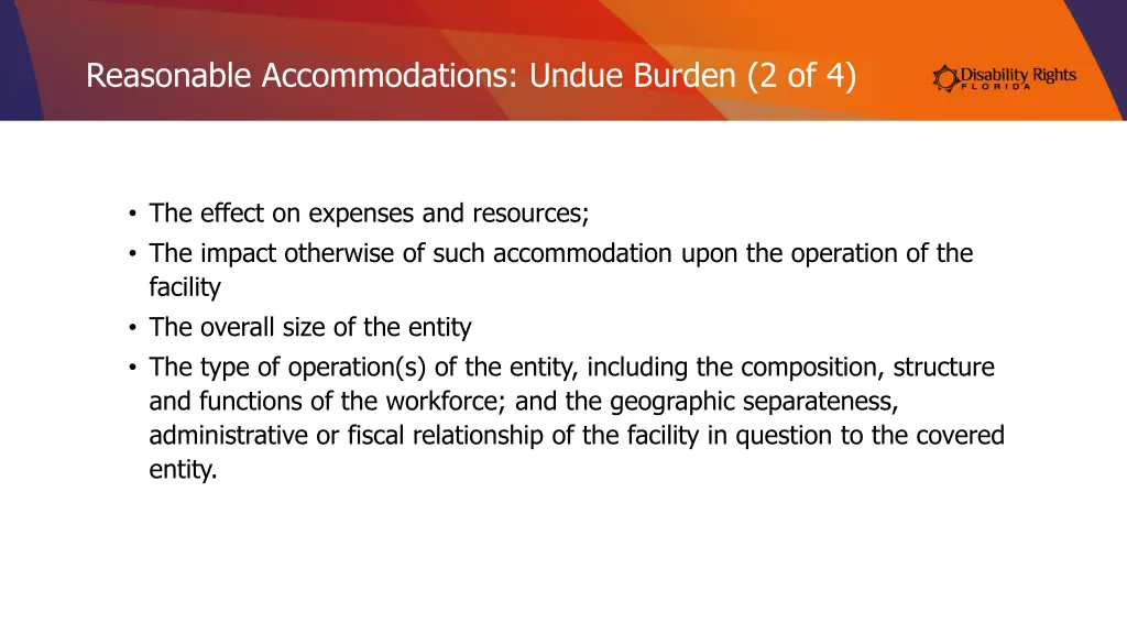 reasonable accommodations undue burden 2 of 4