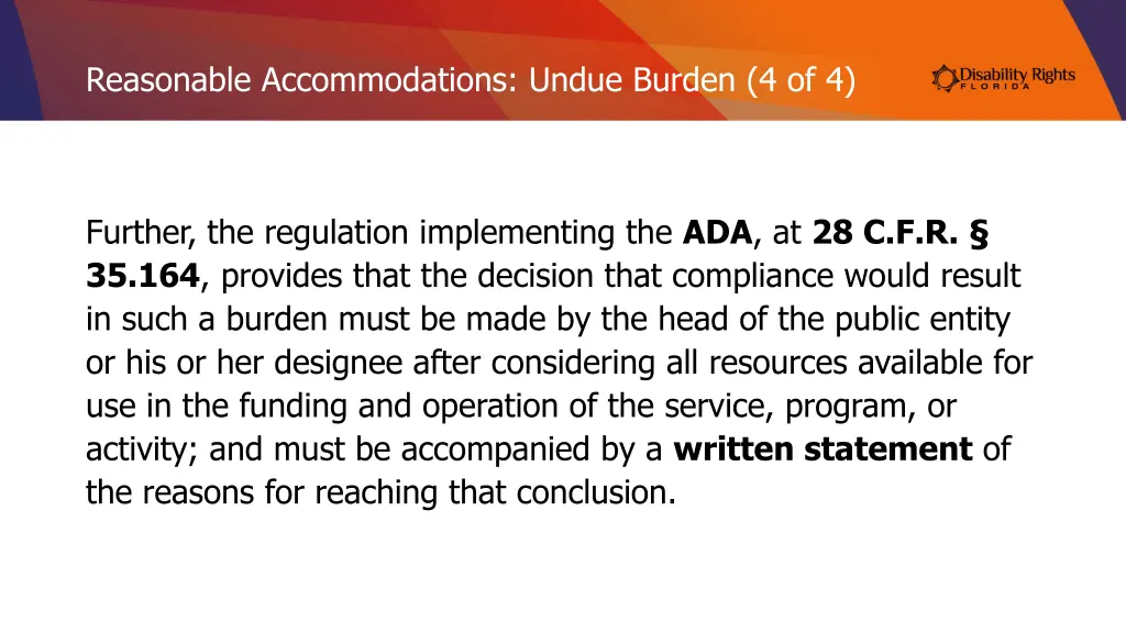 reasonable accommodations undue burden 4 of 4