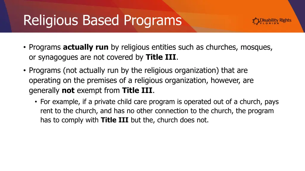 religious based programs