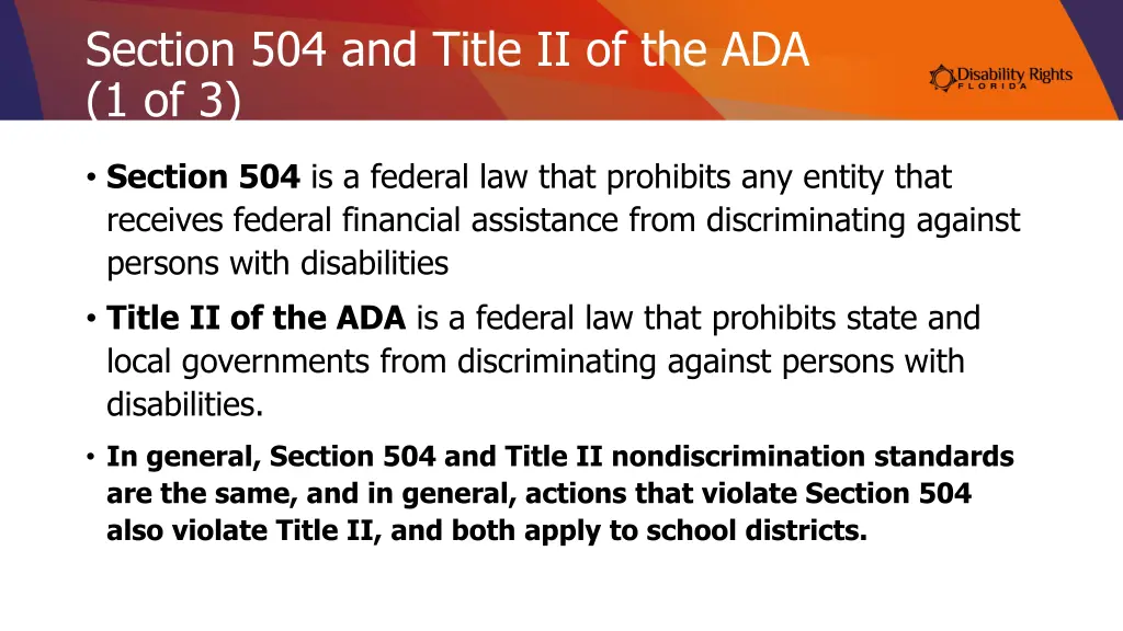 section 504 and title ii of the ada 1 of 3