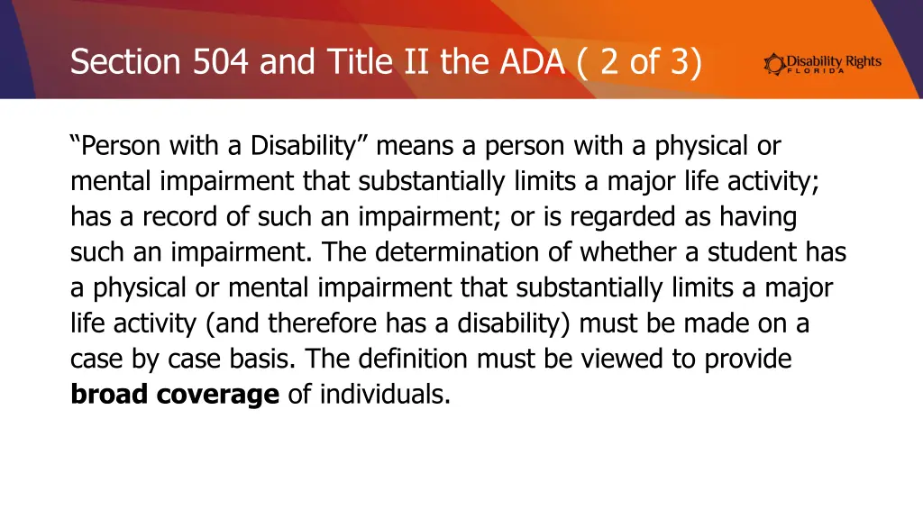 section 504 and title ii the ada 2 of 3