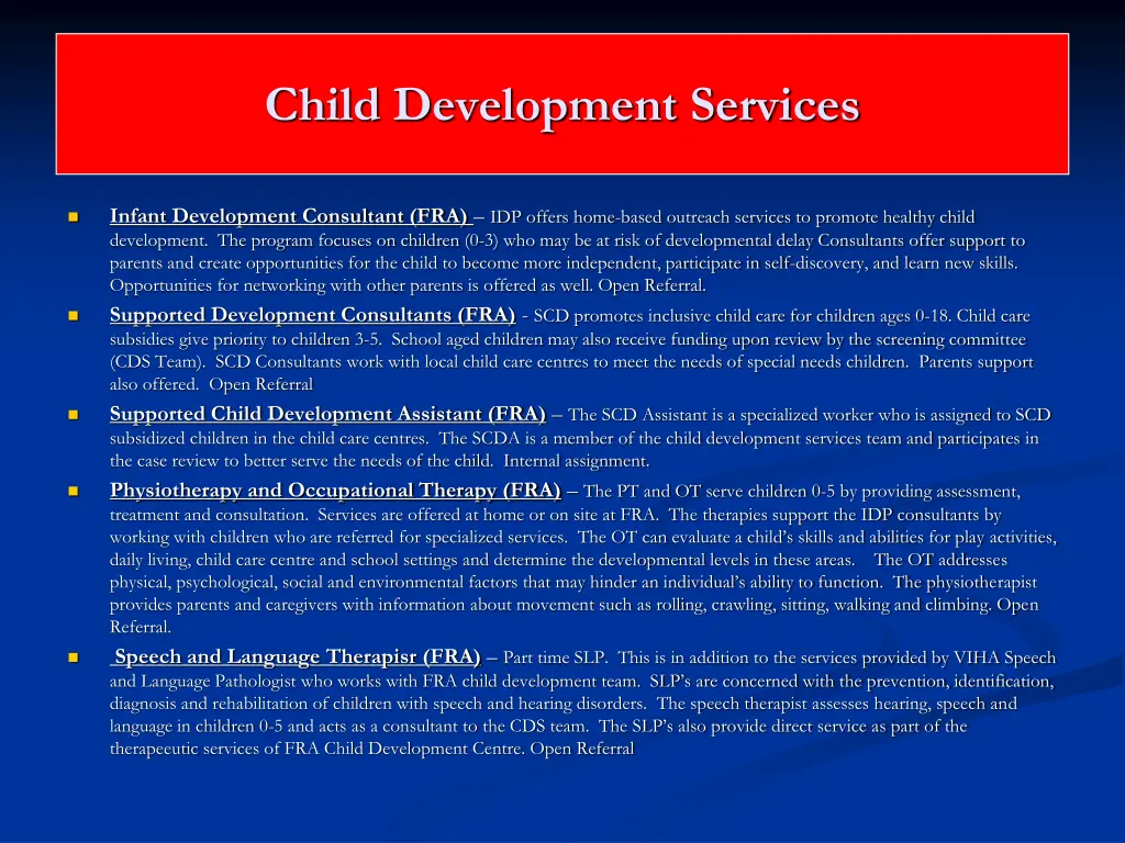 child development services