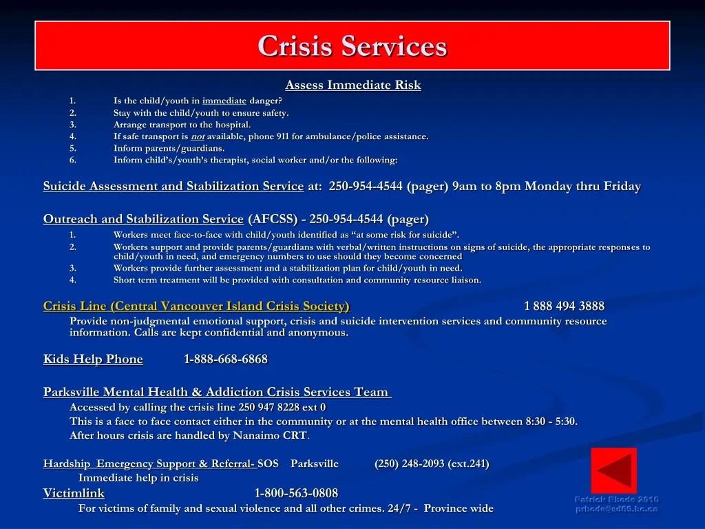 crisis services