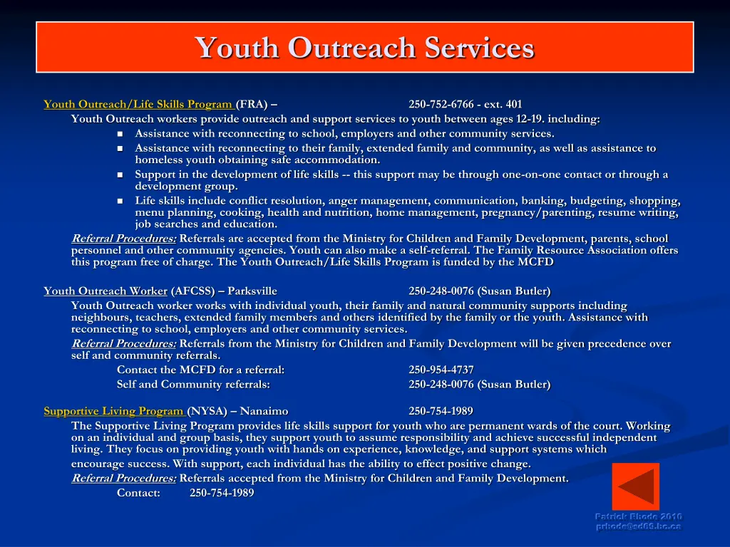 youth outreach services