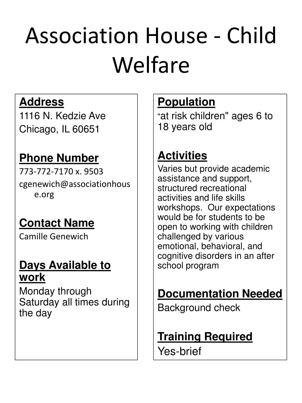 association house child welfare