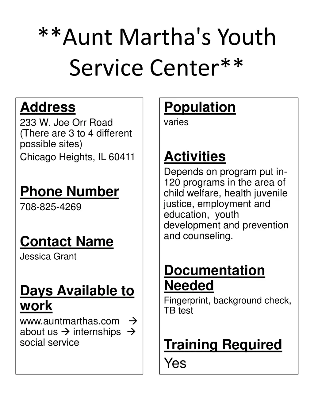 aunt martha s youth service center