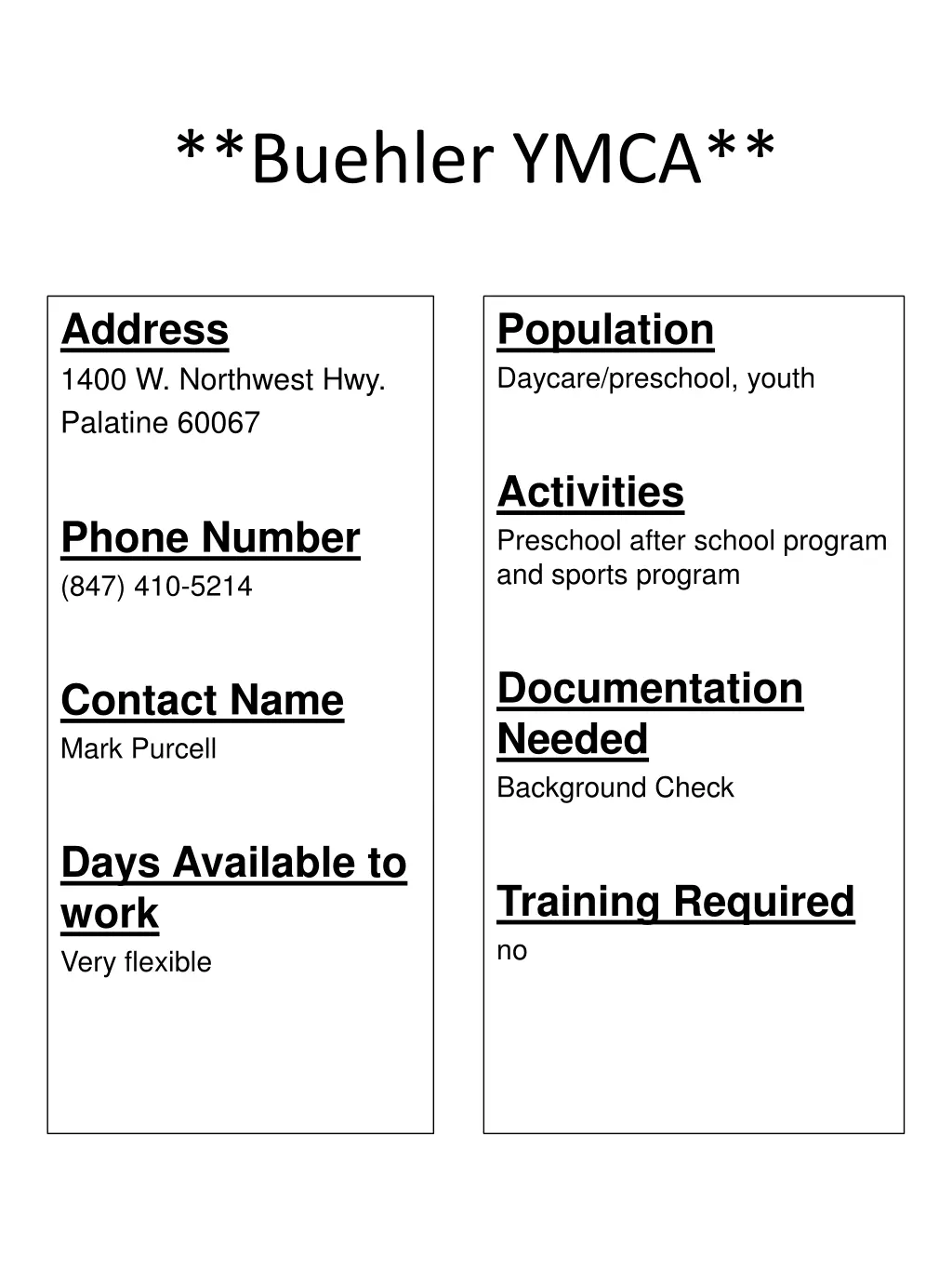 buehler ymca