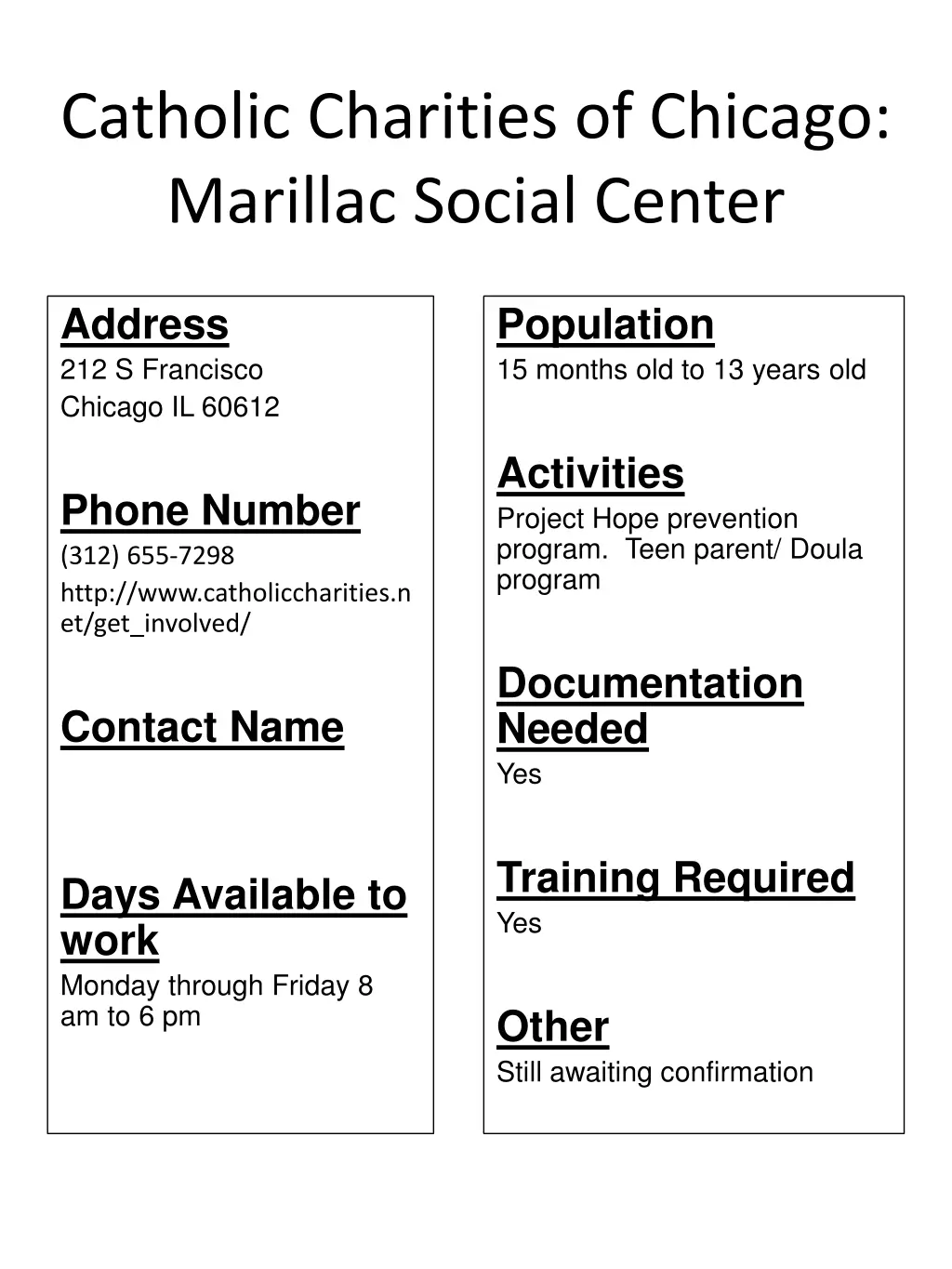 catholic charities of chicago marillac social