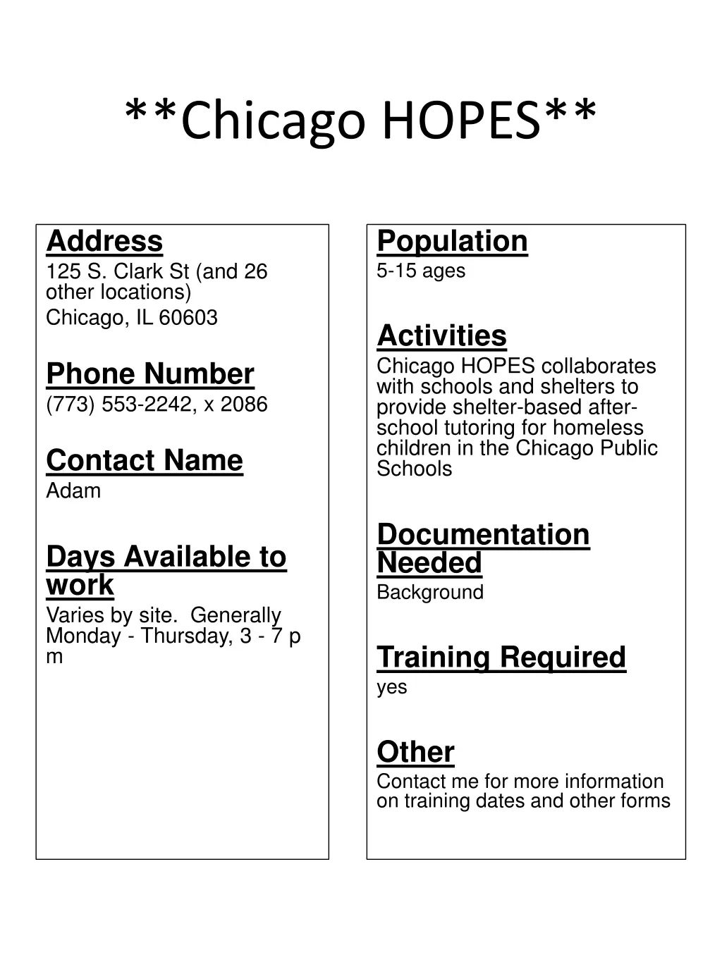 chicago hopes