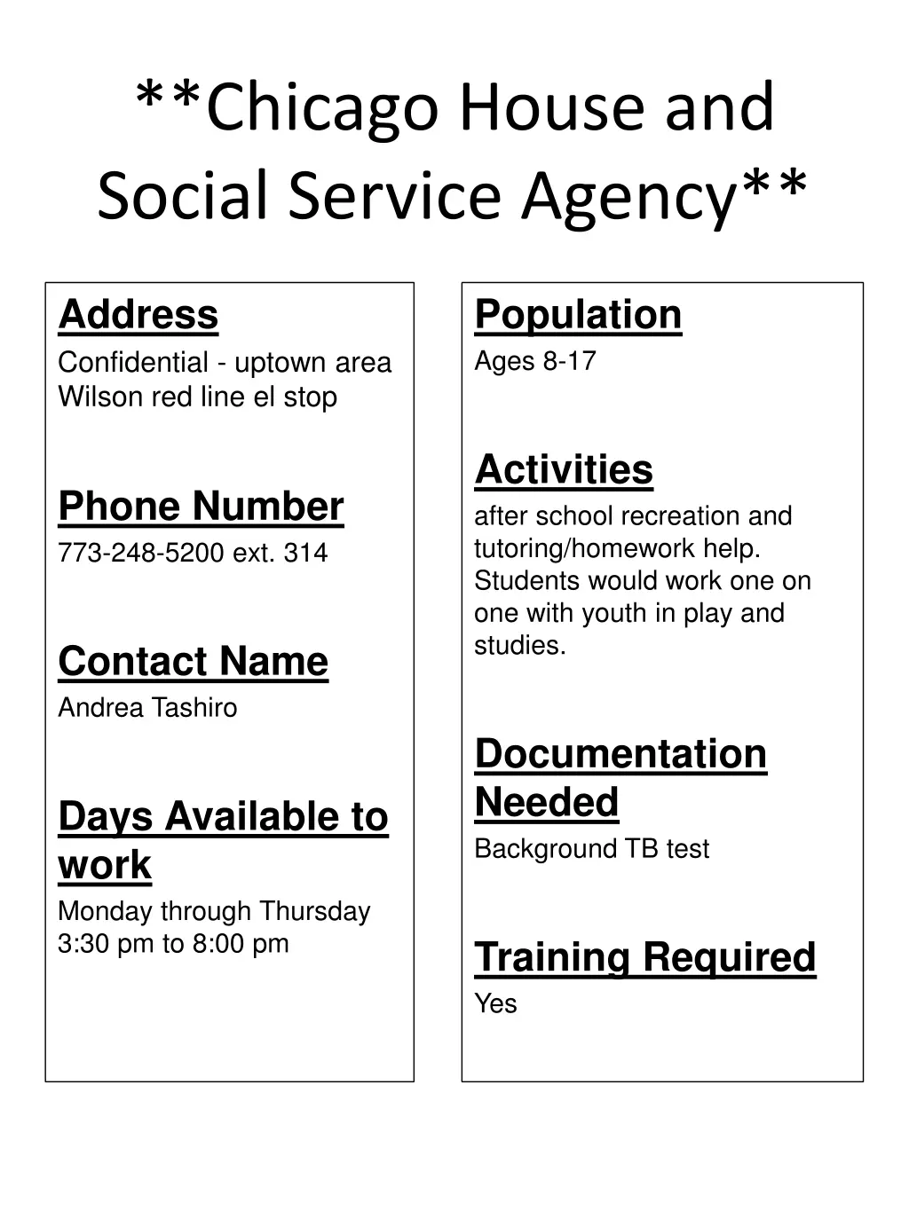 chicago house and social service agency