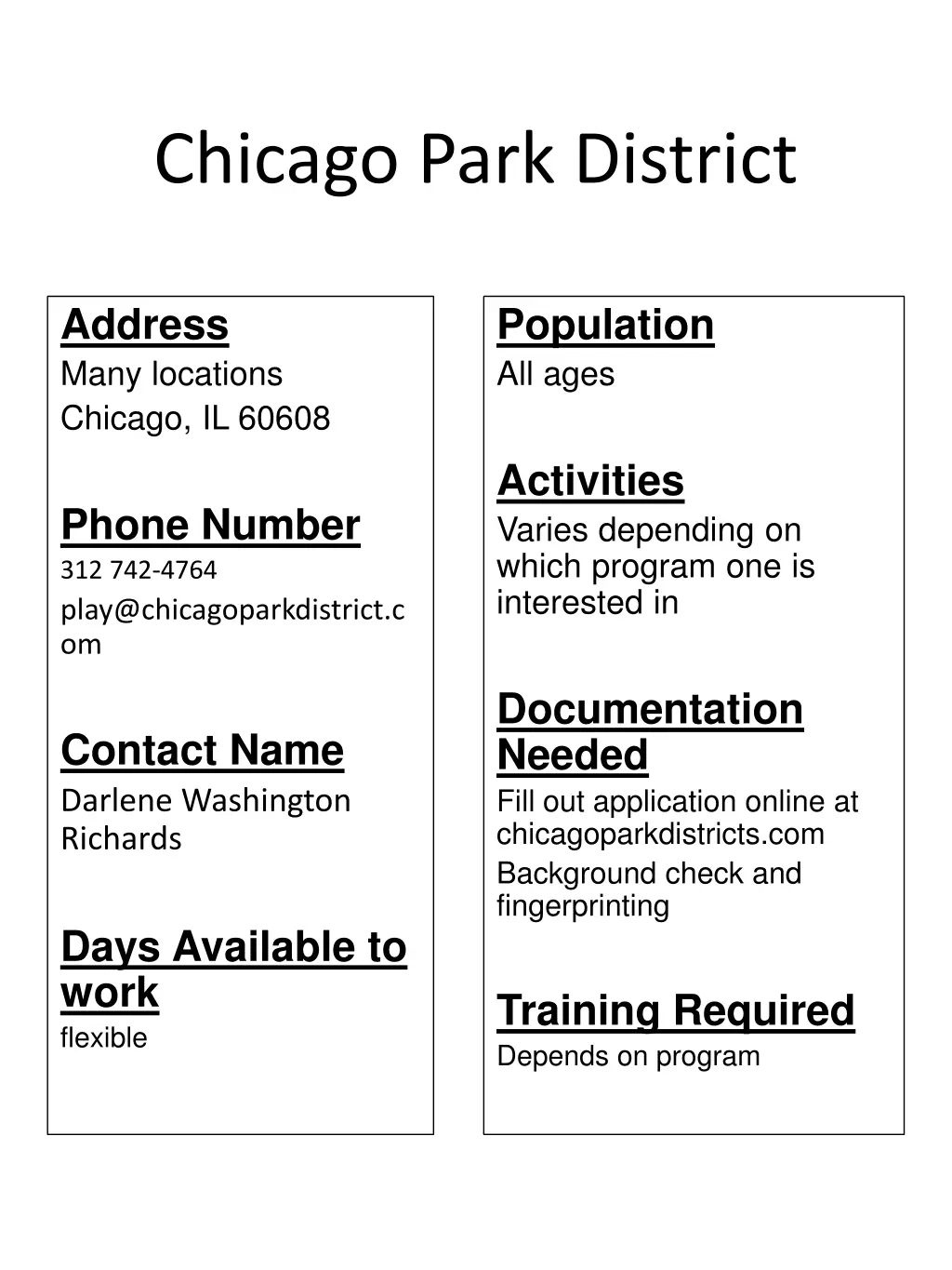 chicago park district