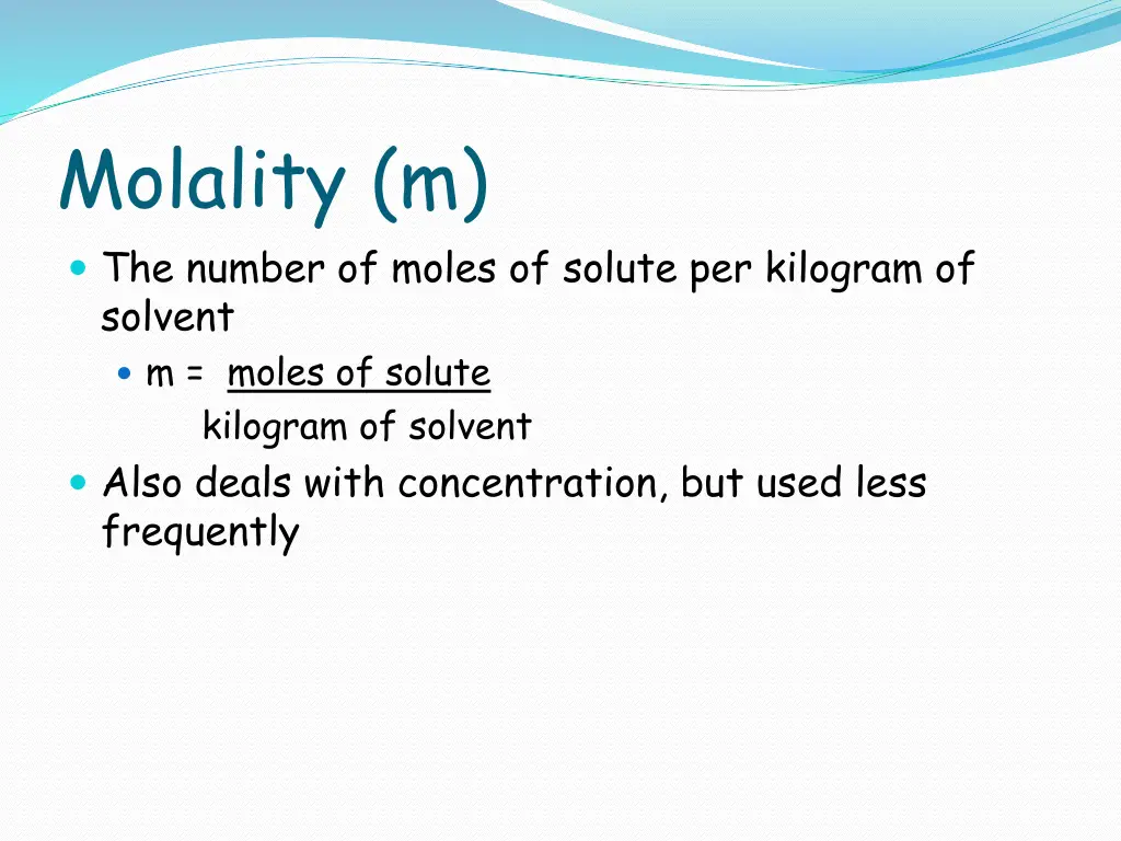 molality m the number of moles of solute