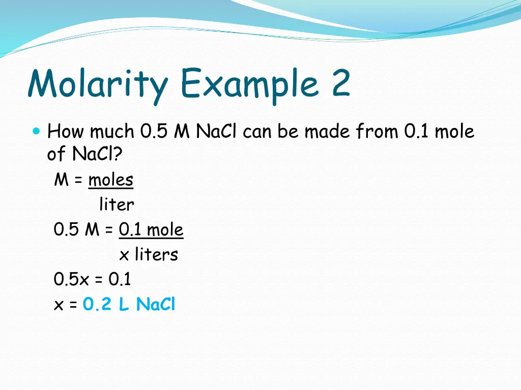 molarity example 2