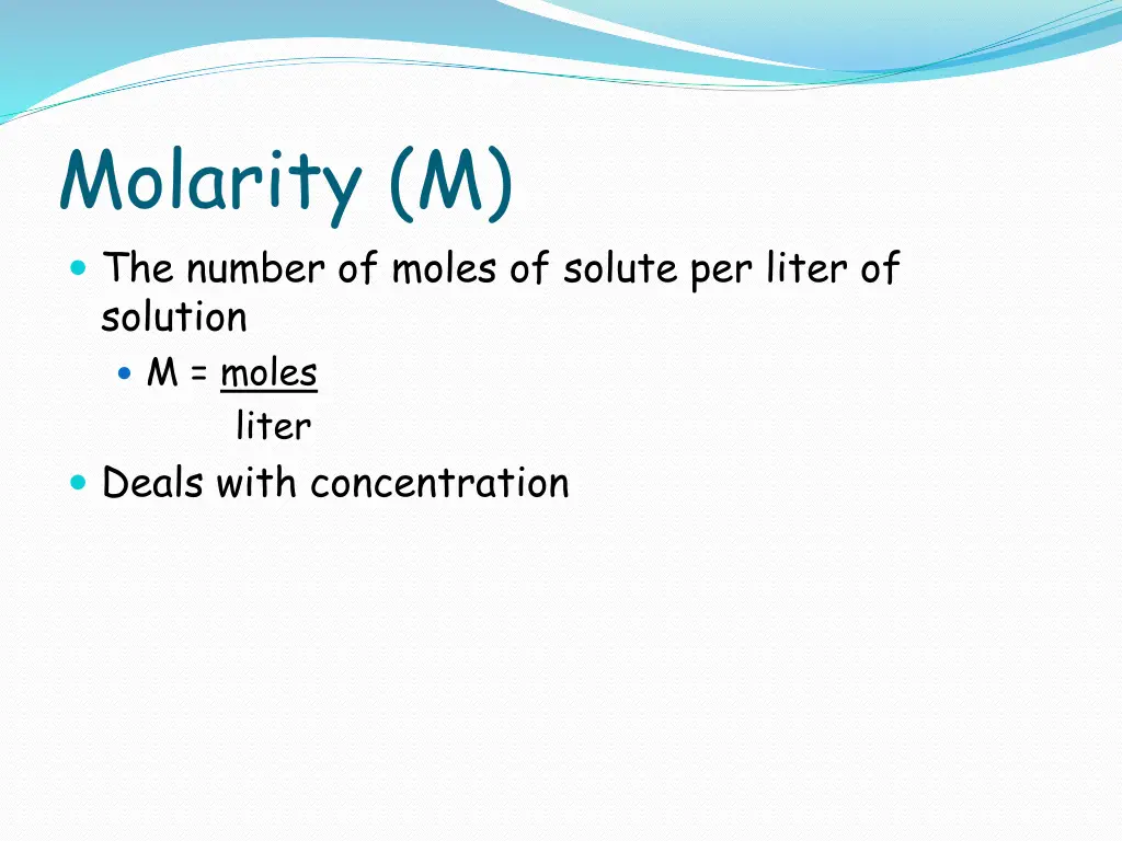 molarity m the number of moles of solute