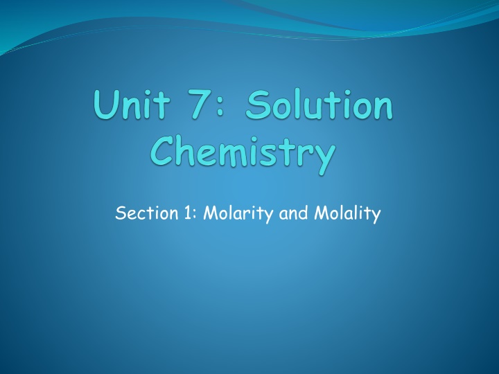 section 1 molarity and molality