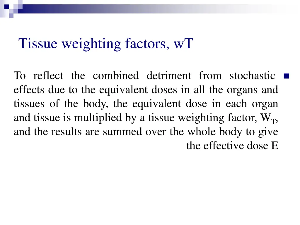 tissue weighting factors wt