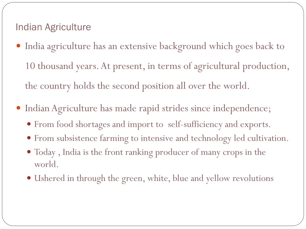 indian agriculture