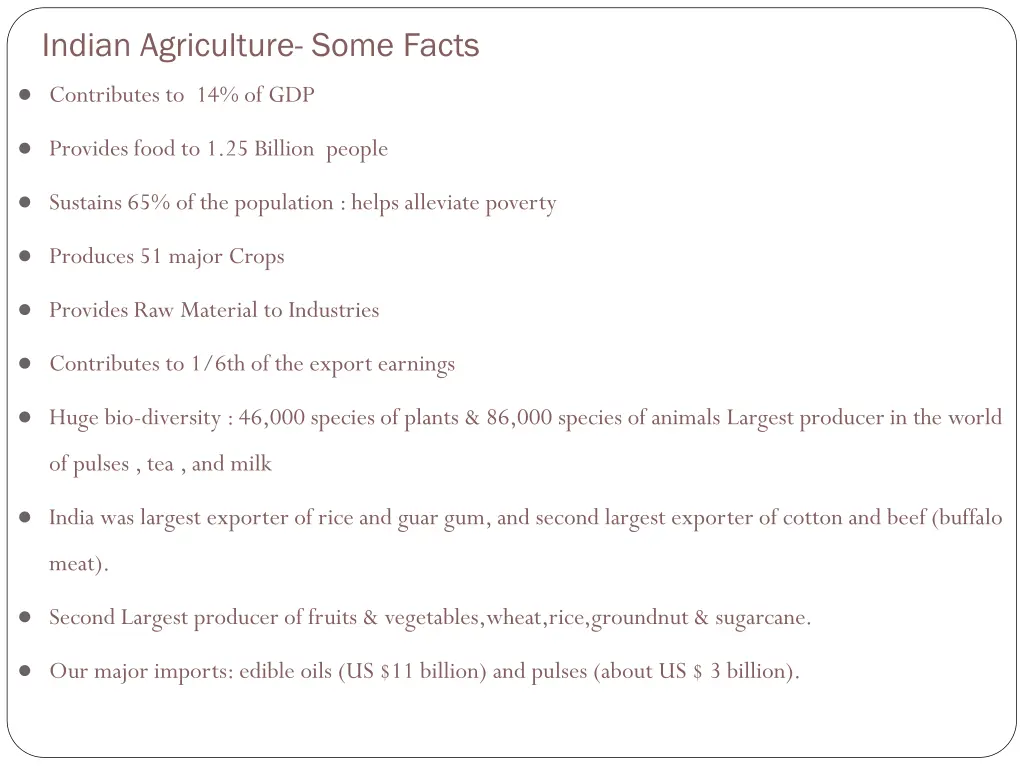 indian agriculture some facts