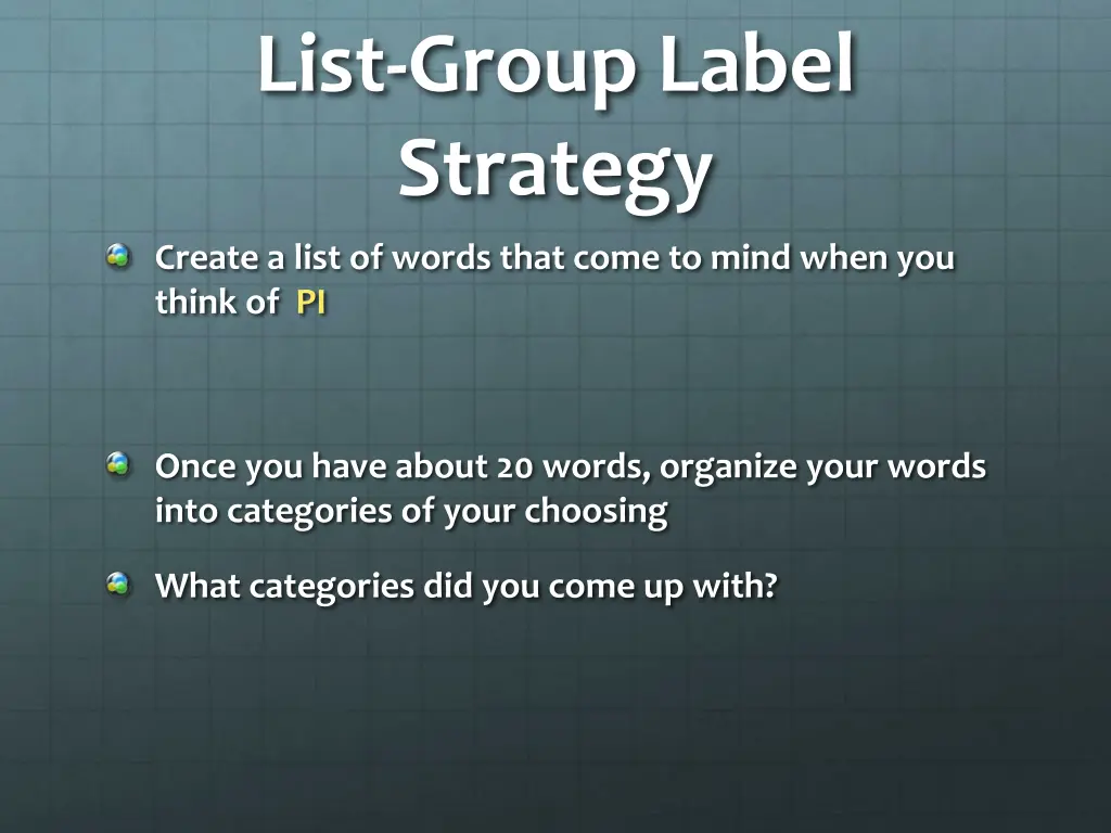 list group label strategy 2