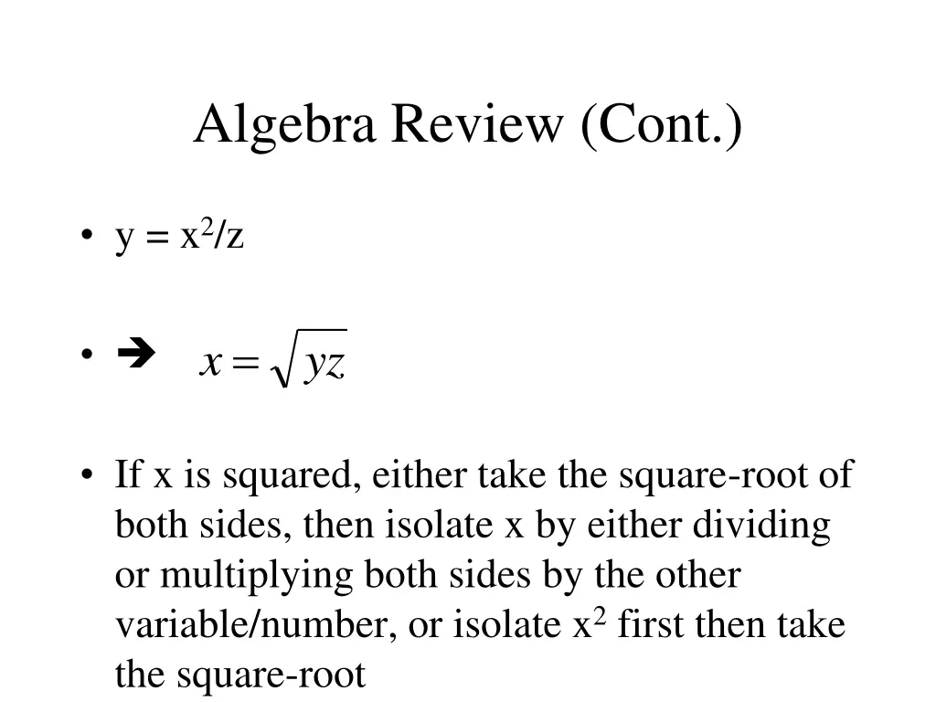 algebra review cont 3