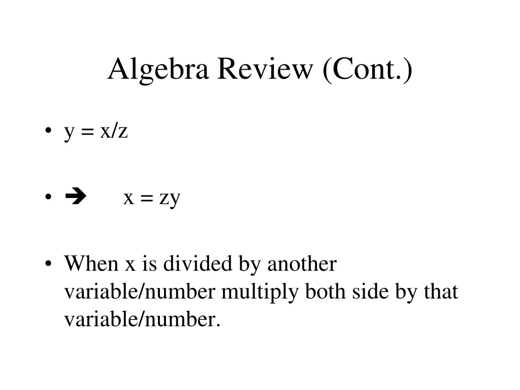 algebra review cont