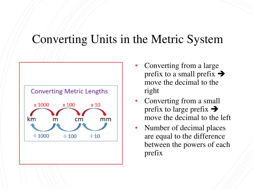 converting units in the metric system