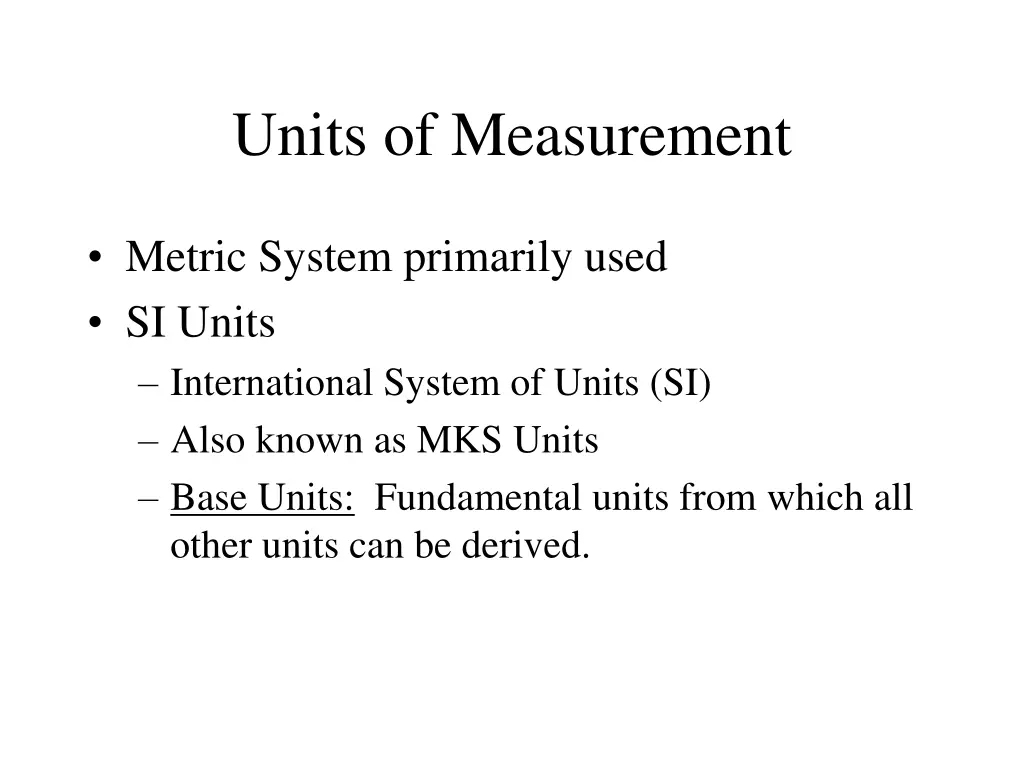 units of measurement