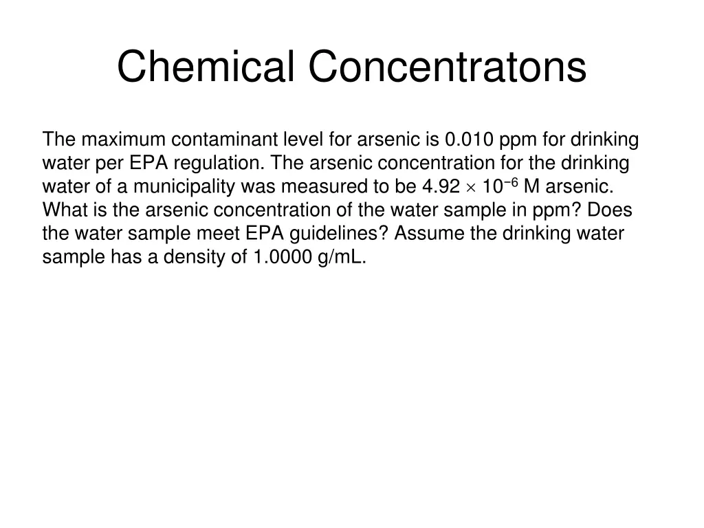 chemical concentratons