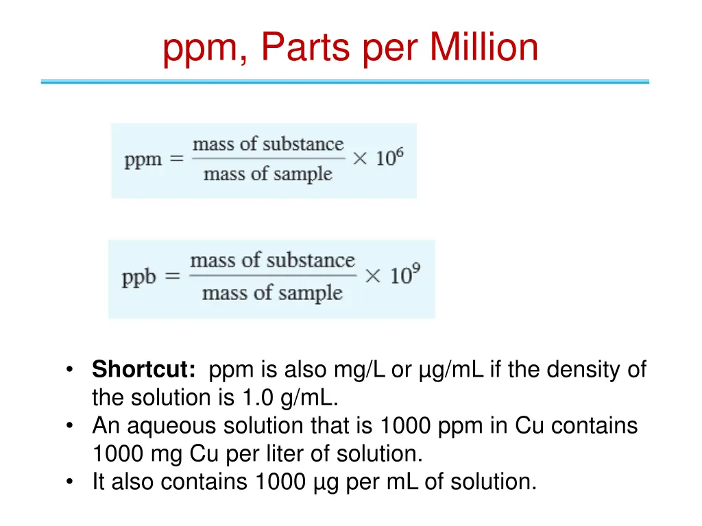 ppm parts per million