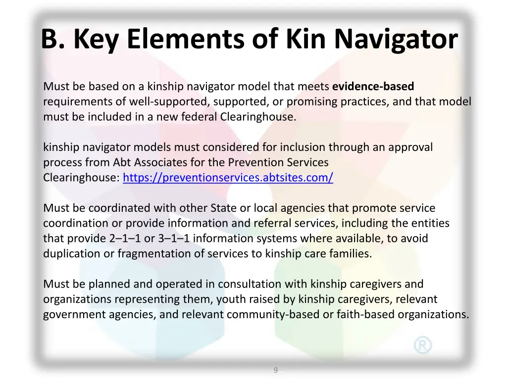 b key elements of kin navigator