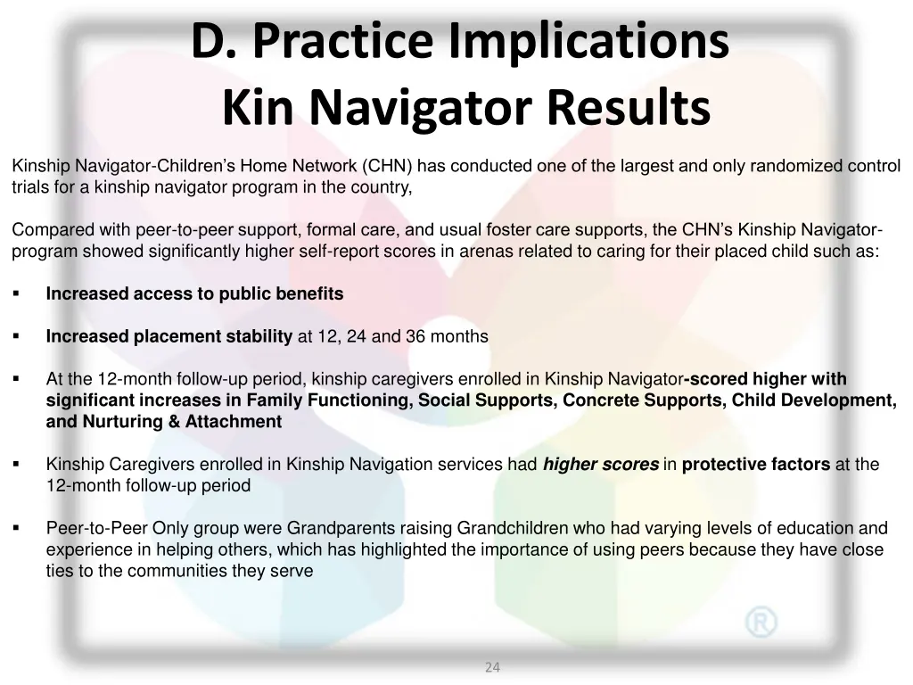 d practice implications kin navigator results