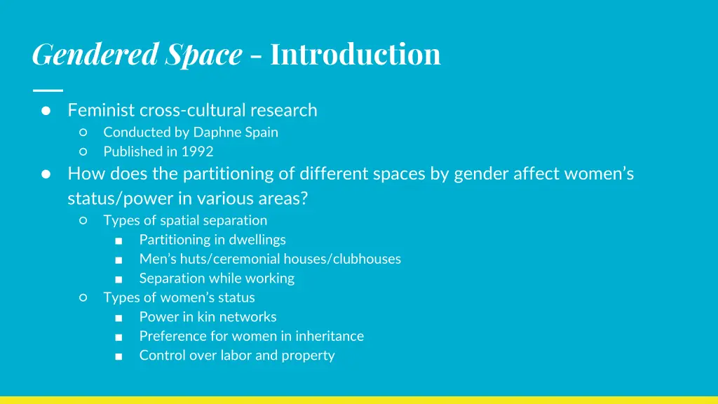 gendered space introduction