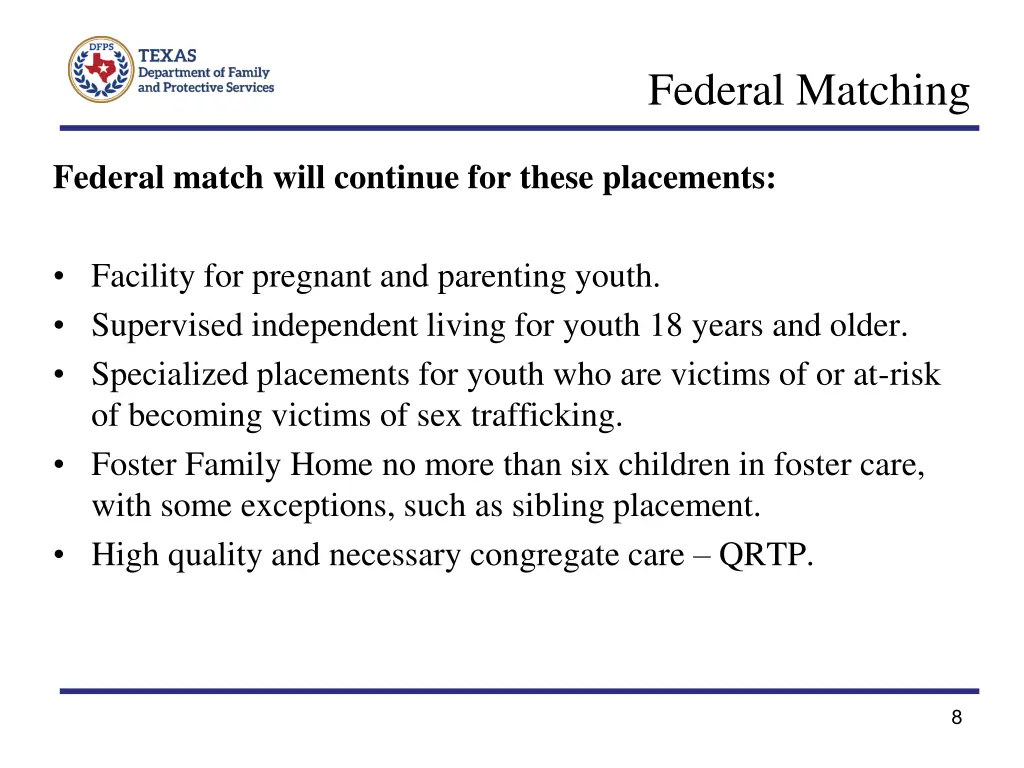 federal matching