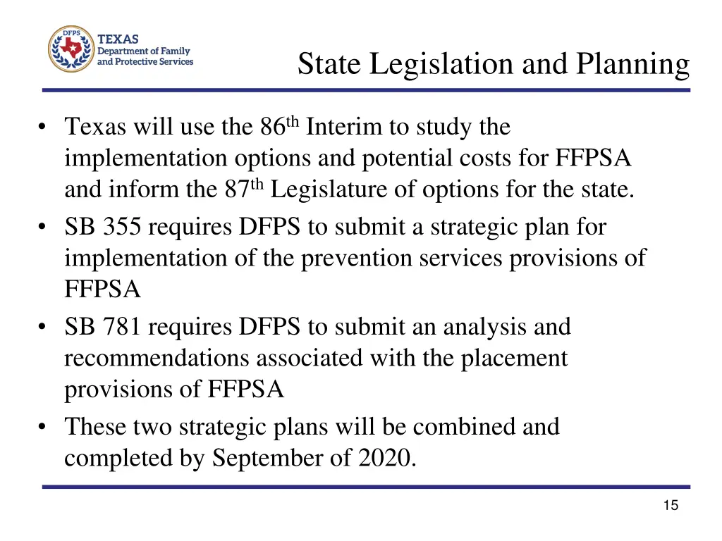 state legislation and planning