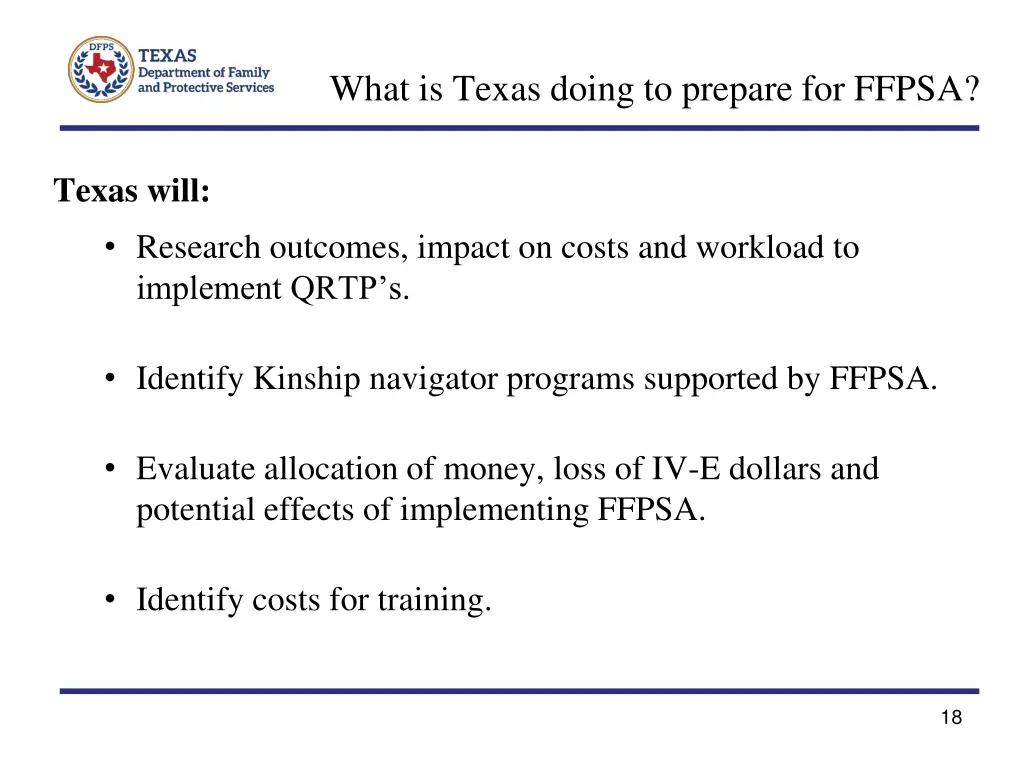 what is texas doing to prepare for ffpsa 2