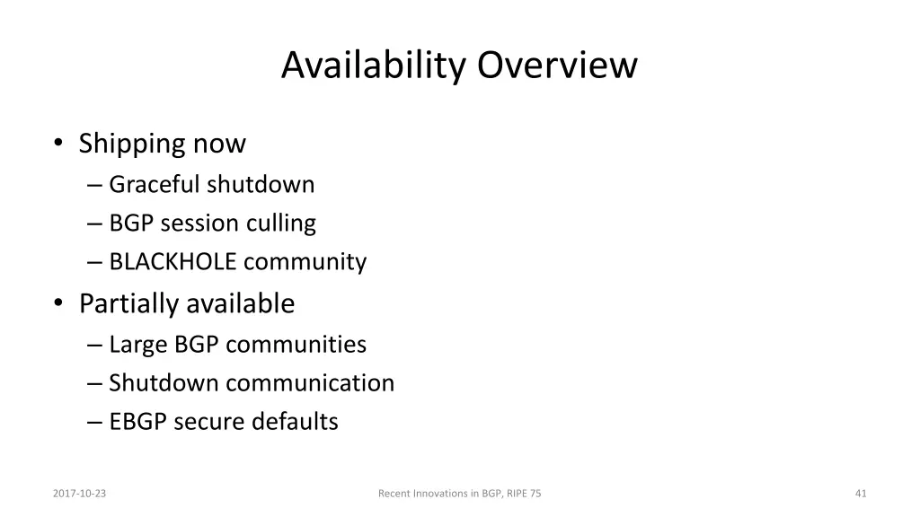 availability overview