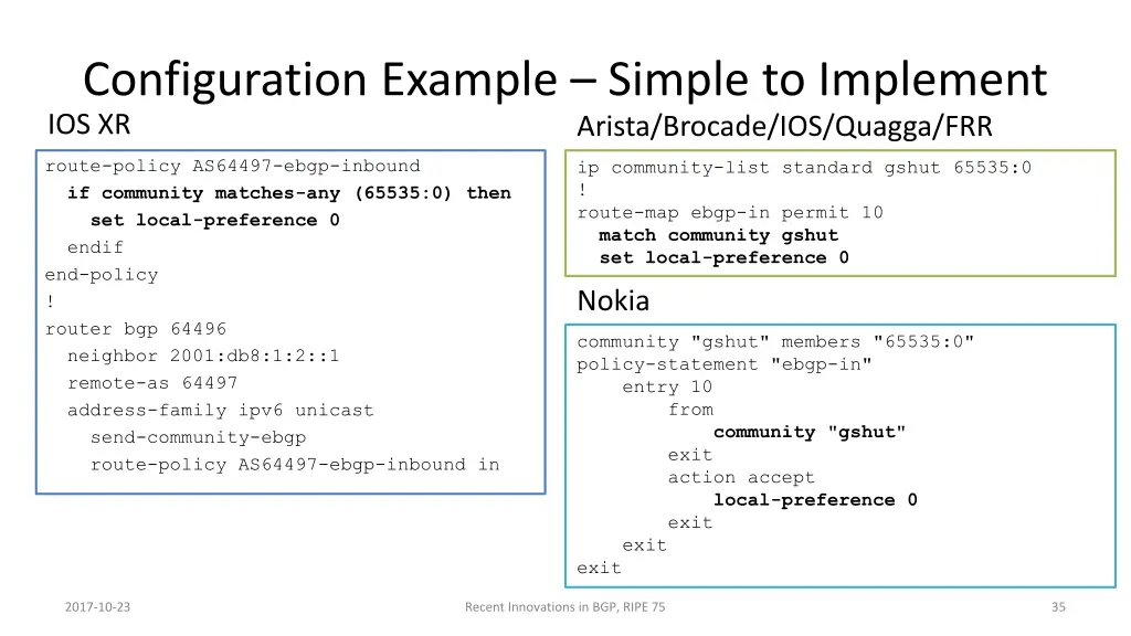 configuration example simple to implement ios xr