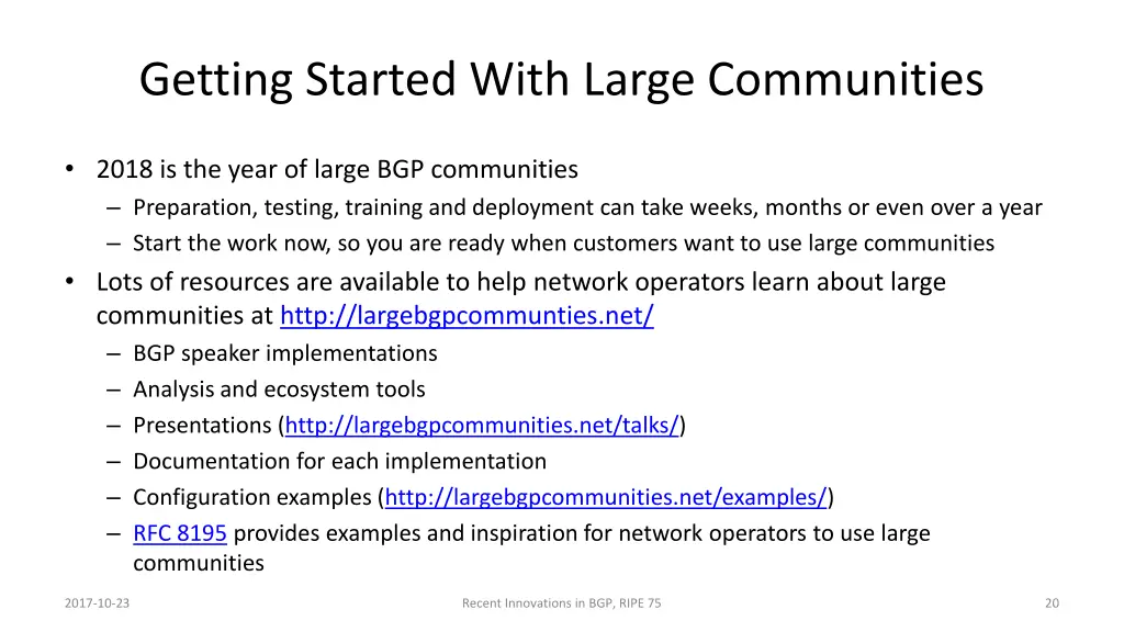 getting started with large communities