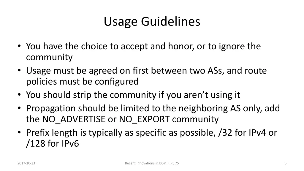 usage guidelines