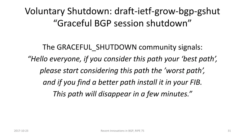 voluntary shutdown draft ietf grow bgp gshut