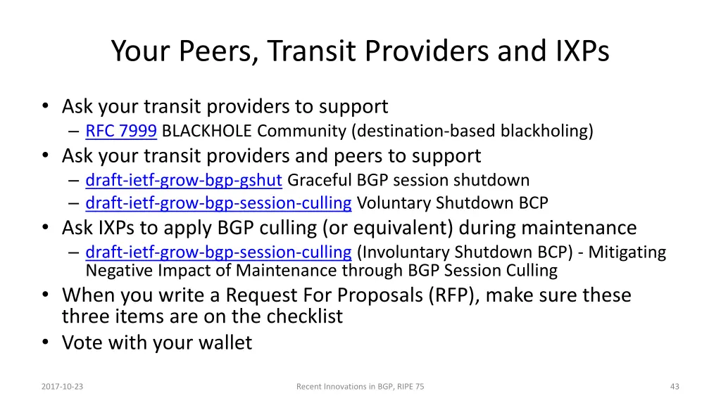 your peers transit providers and ixps