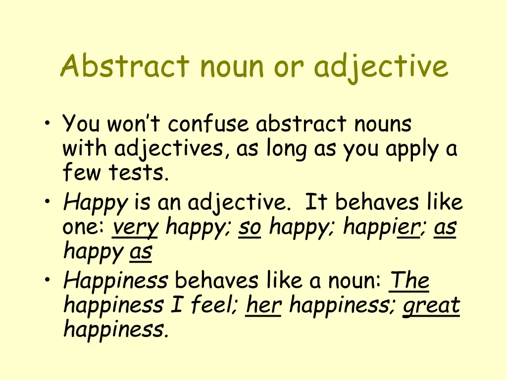 abstract noun or adjective