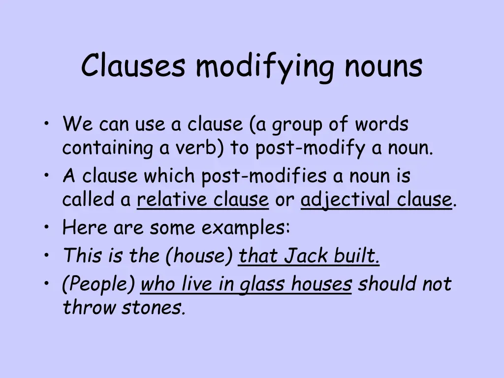 clauses modifying nouns