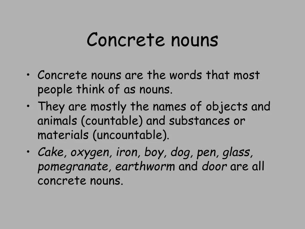 concrete nouns