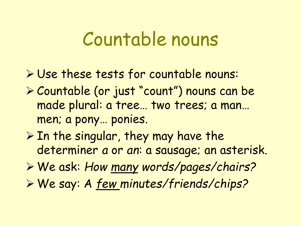 countable nouns