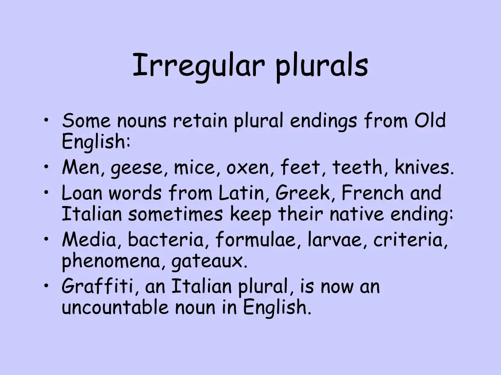 irregular plurals