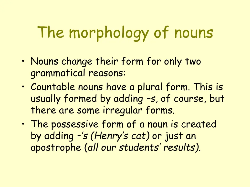 the morphology of nouns