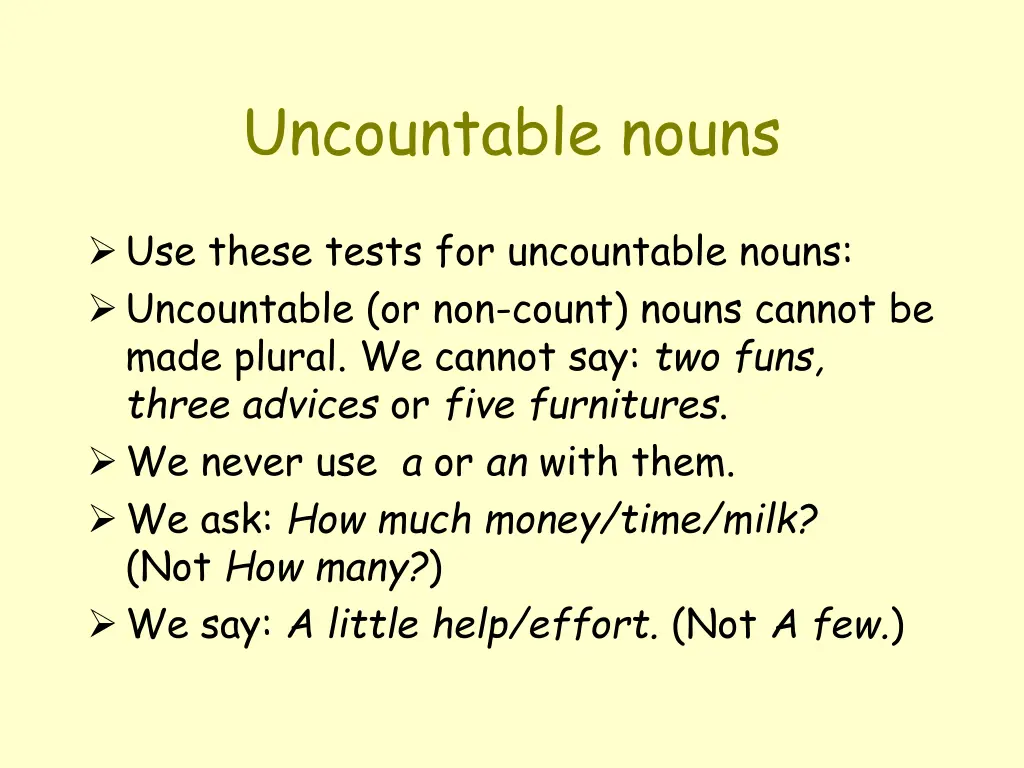 uncountable nouns