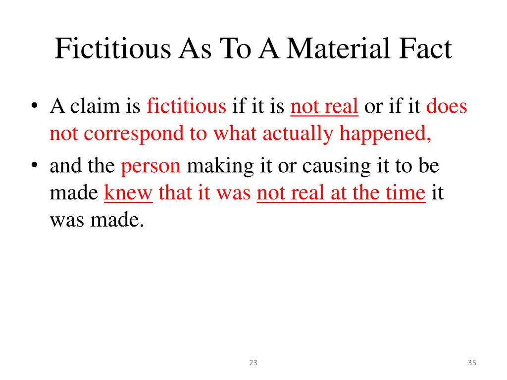 fictitious as to a material fact